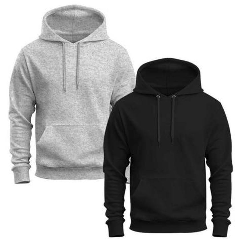 Kit 2 Moletons Moletom Blusa De Frio Unissex Algodão - Cinza+Preto