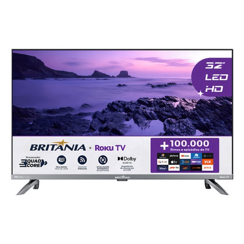 Smart Tv Britânia 32'' Btv32g7pr2csgblh Hd Led Hdmi Roku Tv