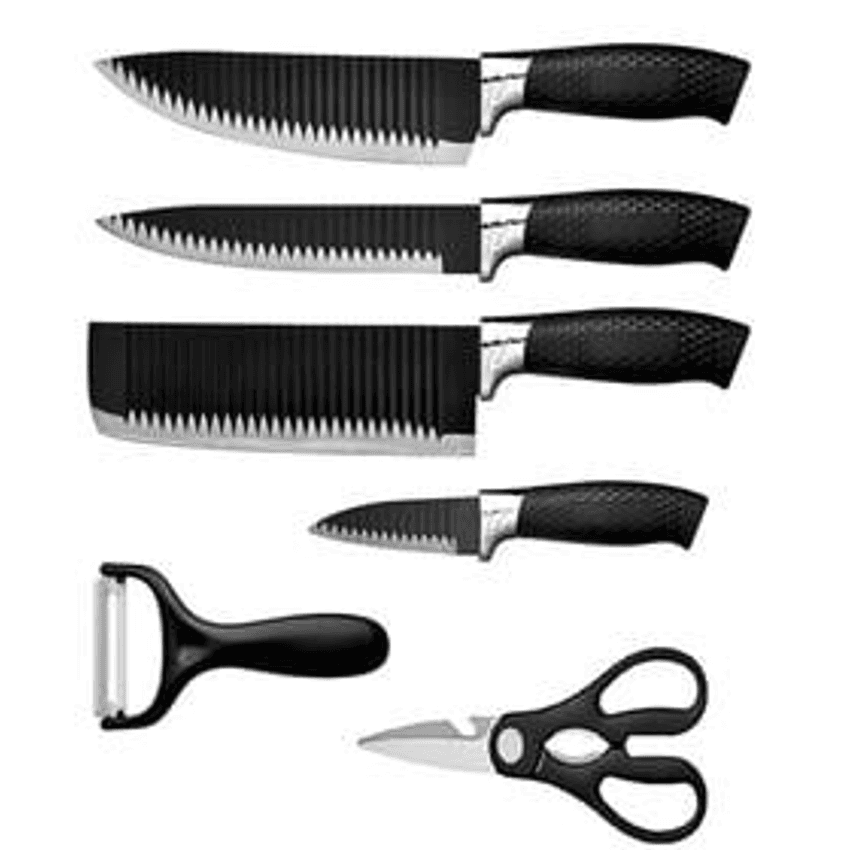 Kit Conjunto Jogo De Facas Antianderente Kit 6 Peças Chef Cozinha Aço Inoxidável Churrasco - Prime