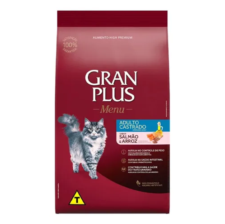 Alimento Gran Plus Menu Castrados para gato adulto sabor salmão y arroz de 10.1 kg