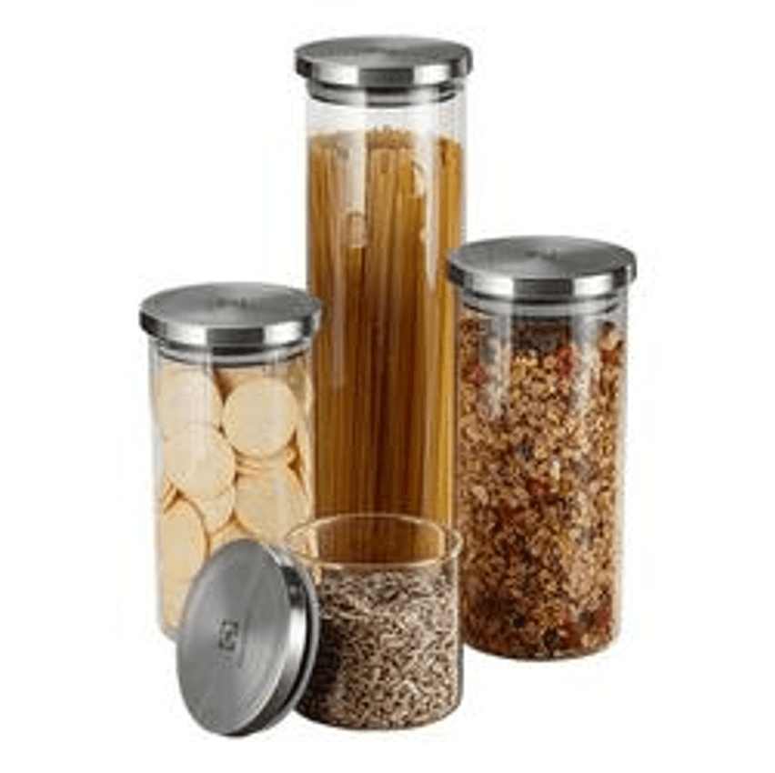 Conjunto 4 Potes Herméticos De Vidro Tampa Inox Electrolux