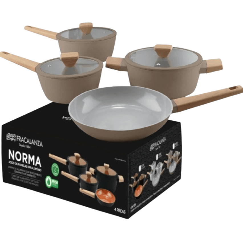 Conj De Panelas 4 Peças Ceramic Cor Fendi Mocha - Fracalanza