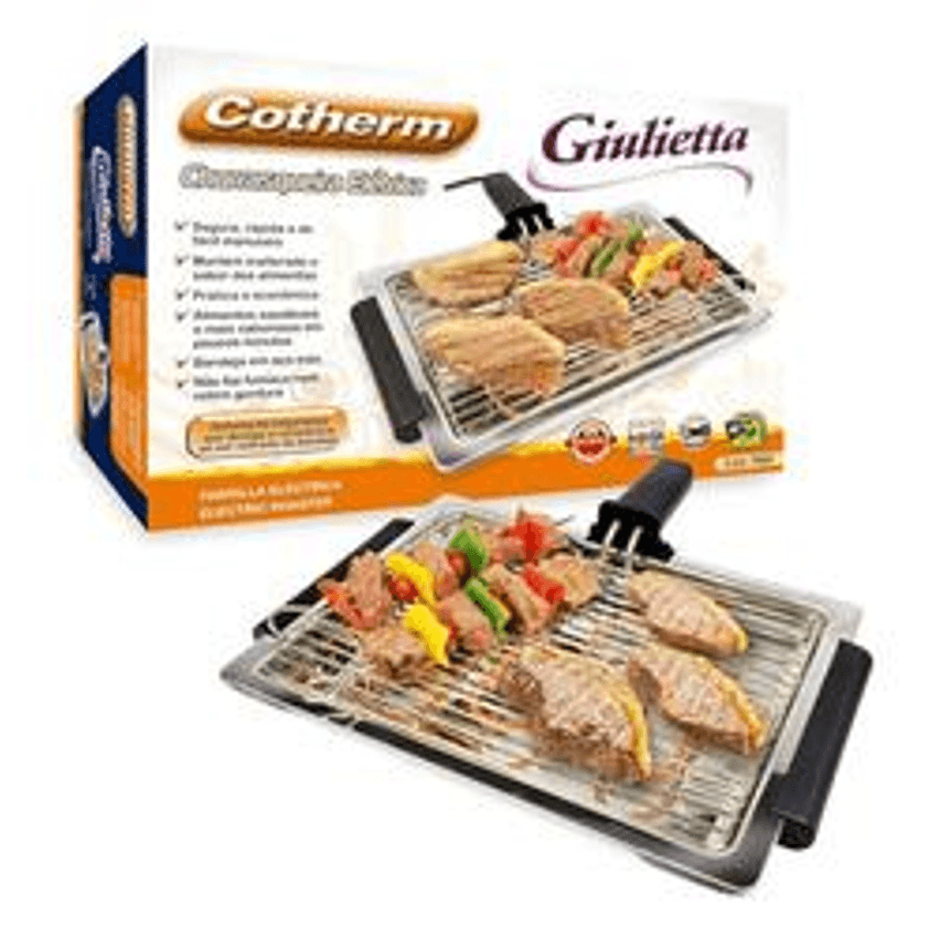 Churrasqueira Elétrica Portátil Grelha Removível Bandeja Coletora Cotherm Giulietta Grill 1250W (220V)