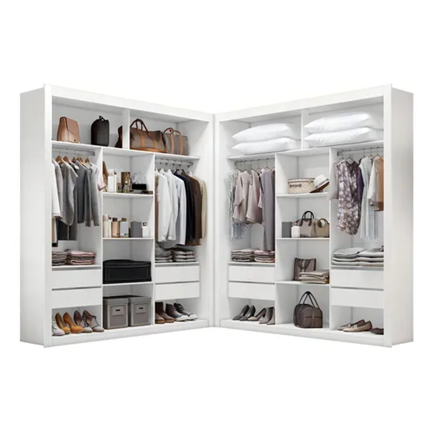 Guarda roupa Amoudi Móveis Closet Casal Premium 8 Gavetas Cor Branco Sem Portas