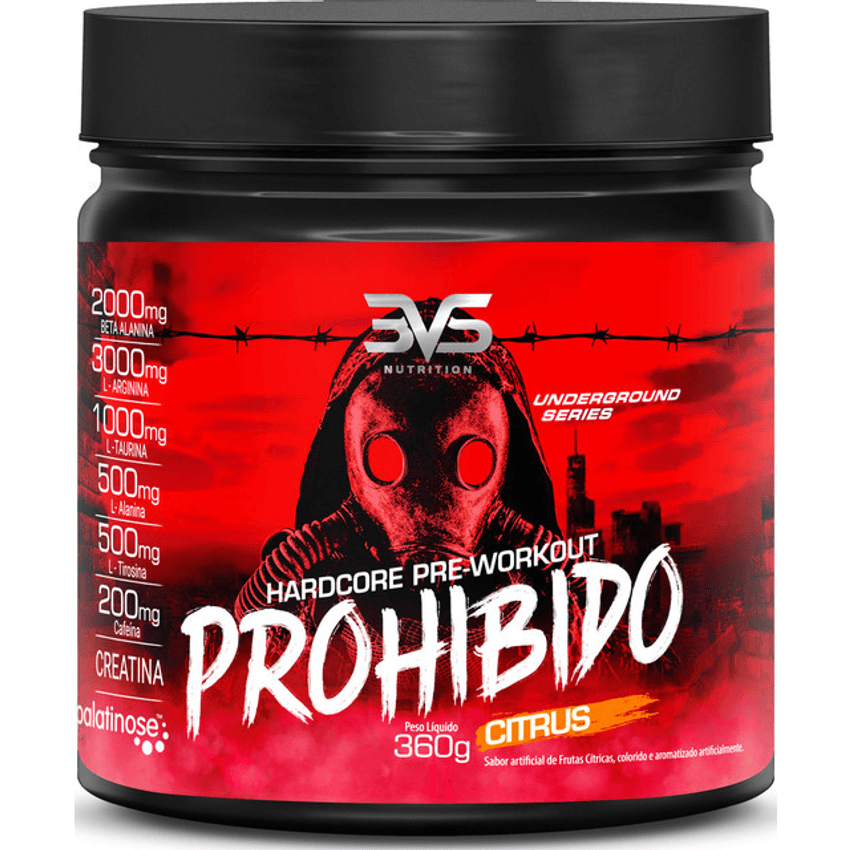 Prohibido Pré Treino 360g - Sabor: Citrus - A Combinação Perfeita De 8 Ingredientes Que Proporcionam Energia Do Início Ao Fim Do Seu Treino