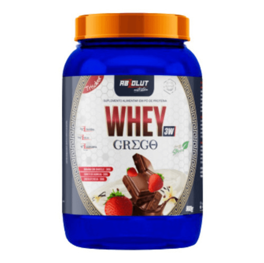 Whey Protein 3w Grego 900g Abs Absolut Nutrition (trisabor) Sabor Morango,chocolate,baunilha