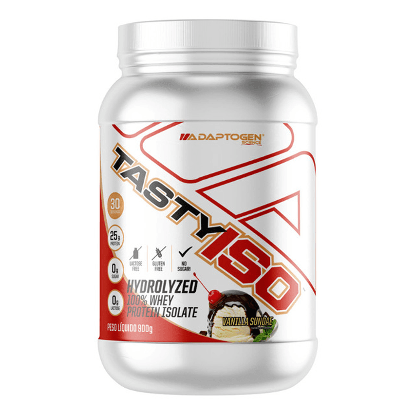 Suplemento Tasty Iso Whey Protein Isolado Pote 900g Adaptogen Science Sabor Baunilha