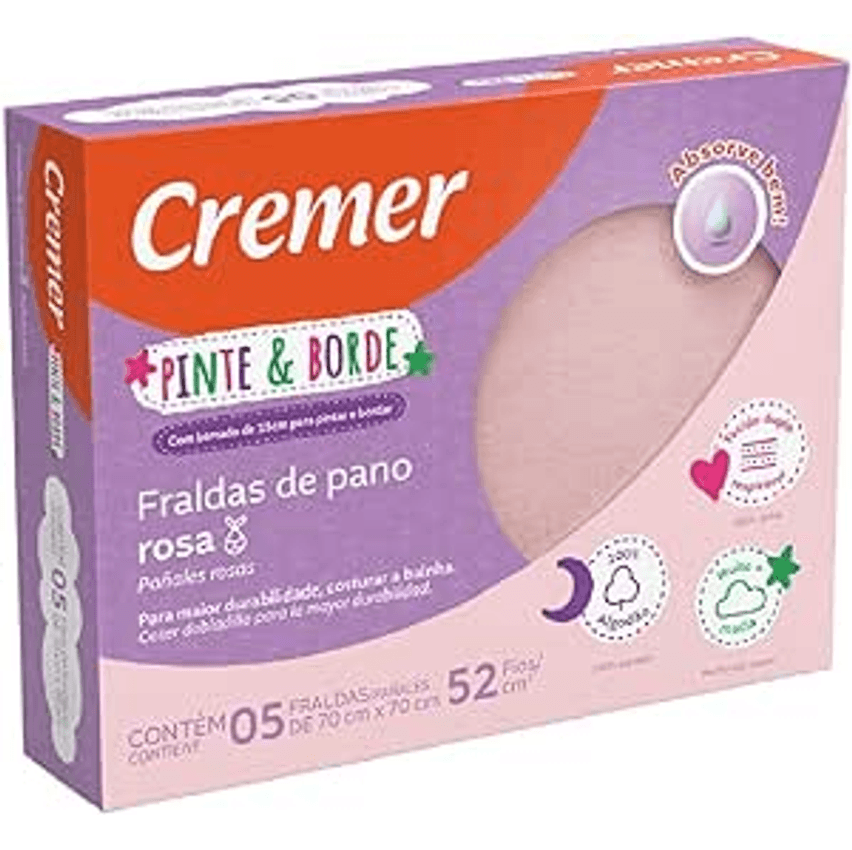 Cremer Fralda Pinteborde Rs 70Cmx70Cm Cremer Cx 12Pc/05Un