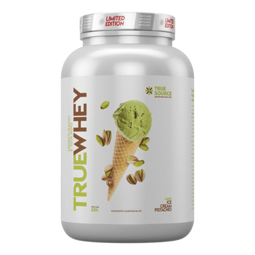 Whey 100% Isolada & Hidrolisada Gourmet 837g - True Source Sabor Pistache