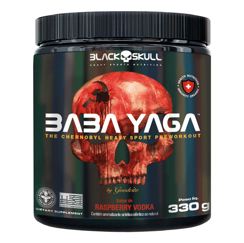 Pré Treino Baba Yaga 330g Black Skull Sabor Raspberry Vodka
