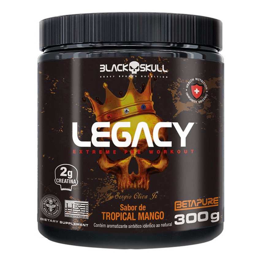 Legacy Extreme Pré Treino Pote 300g Black Skull Sabor Tropical Mango