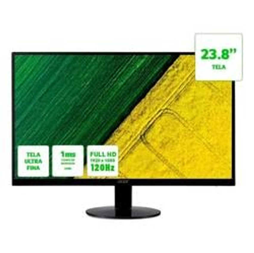 Monitor Acer Ultra-Thin SA240Y G0, 23.8"" LED IPS, Full HD, 120Hz, 1ms, HDMI e VGA, Adaptive-Sync - UM.QS0AA.005
