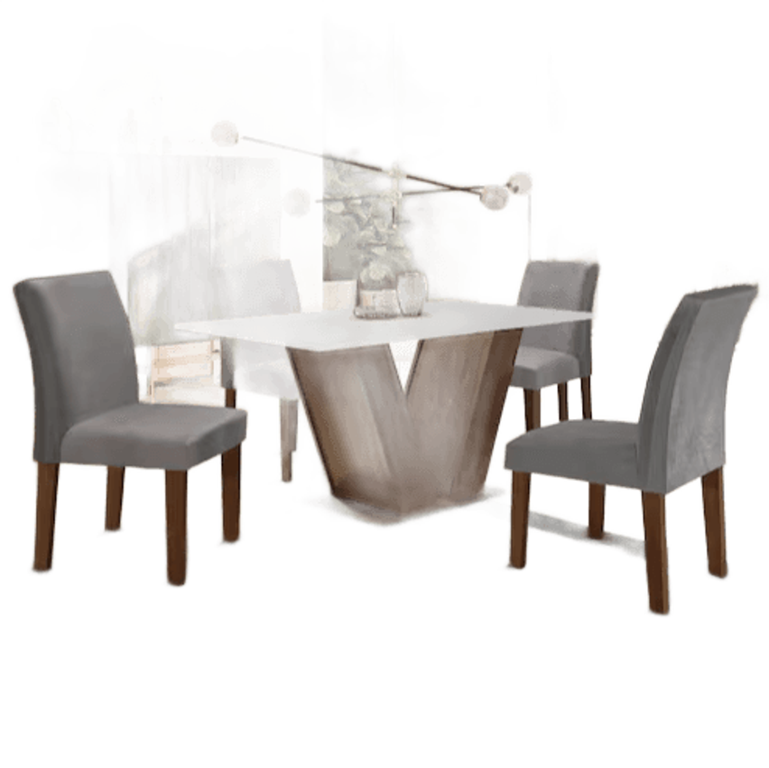 Conjunto Sala De Jantar Mesa 120x80cm Tampo Mdf Com 4 Cadeiras Espanha Yescasa Chocolate/grafite - Marrom