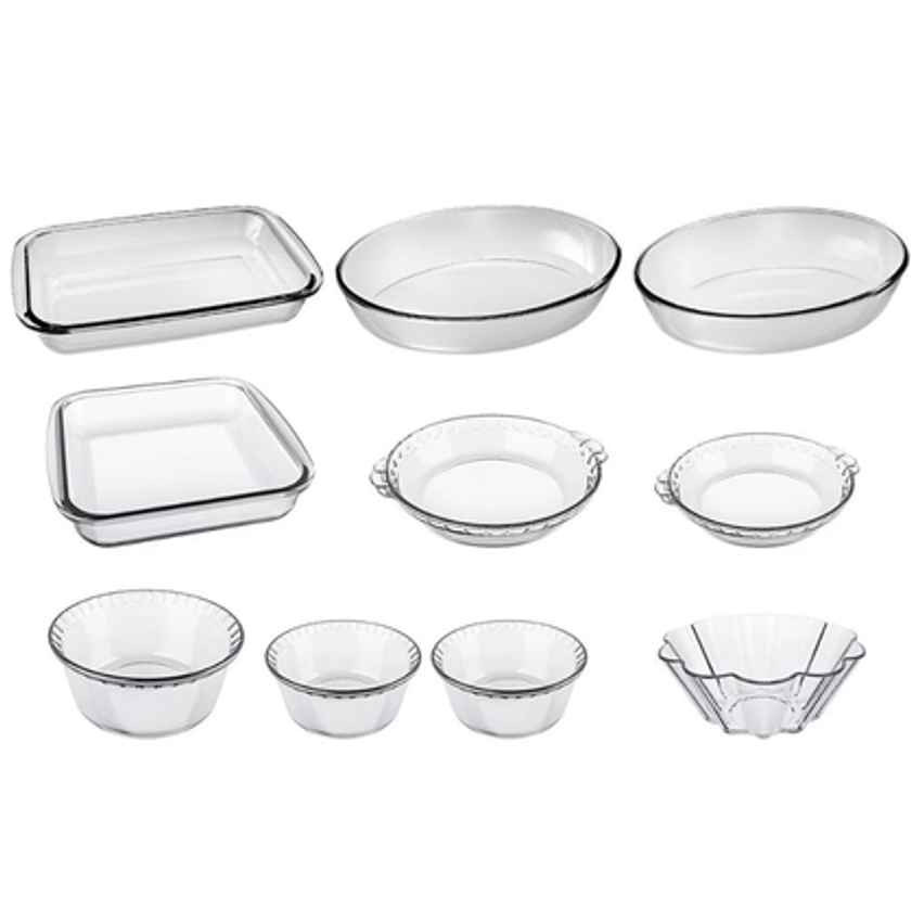 Conjunto de Travessas Refratárias Marinex em Vidro - 10 Peças