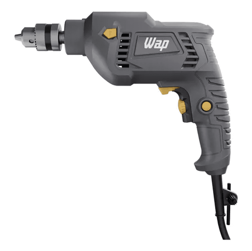 Parafusadeira e Furadeira de Impacto WAP WF 700FE Mandril de 3/8'' 700W Cinza e Amarela