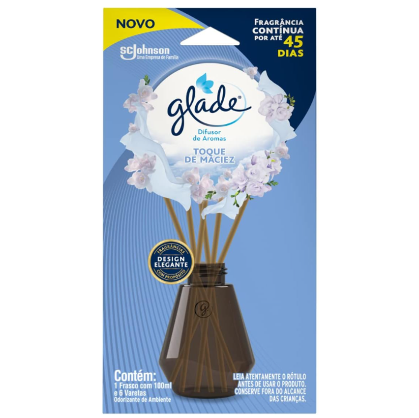 Glade Aromatizador de Ambiente Varetas, Difusor com Fragrância de Toque de Maciez, 100ml