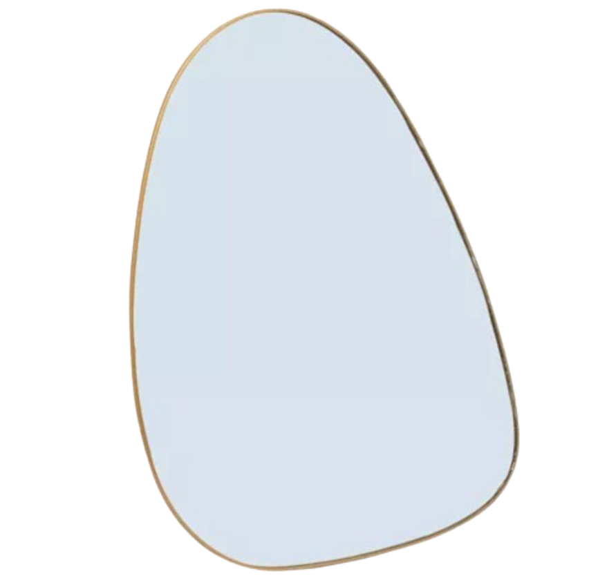 Espelho Lyor Orgânico Com Borda De Metal Dourado 25,5cm X 35