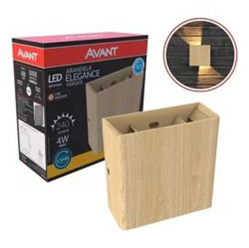 Arandela Externa Parede Led Integrado Elegance Versati 4w 3000k Luz Branco Quente Ip65 A Prova D'água Cor Madeira Avant 181800578