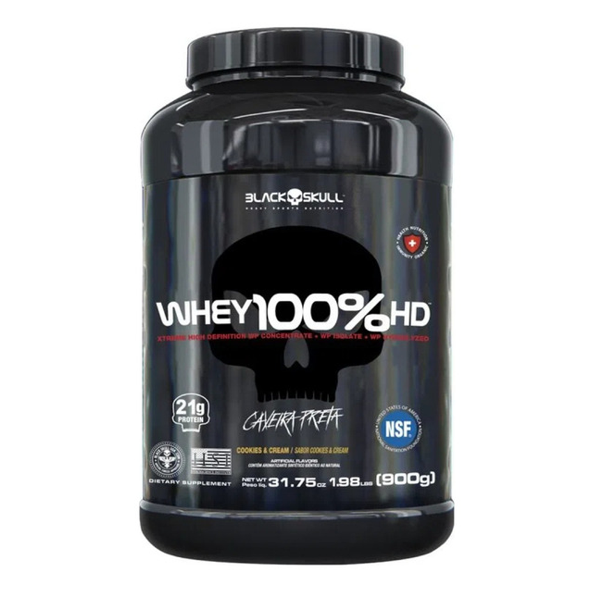 Suplemento Black Skull Caveira Preta Whey 100% Hd Sabor Cookies & Cream De 900g
