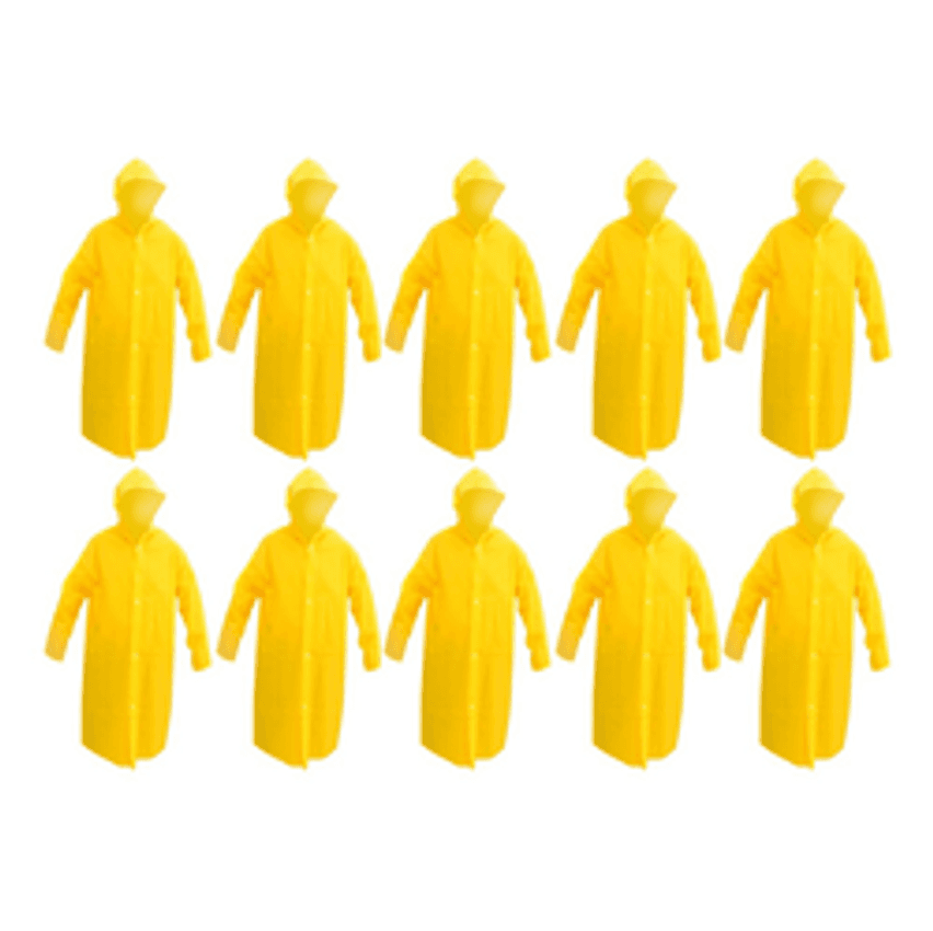 Kit 10 Capa De Chuva Amarela Impermeável Pvc Forrado C/capuz