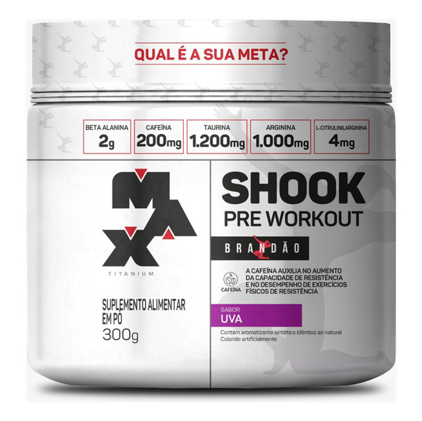 Shook Pré-workout Linha Rafael Brandão Pote 300g Pré-treino Sabor Uva