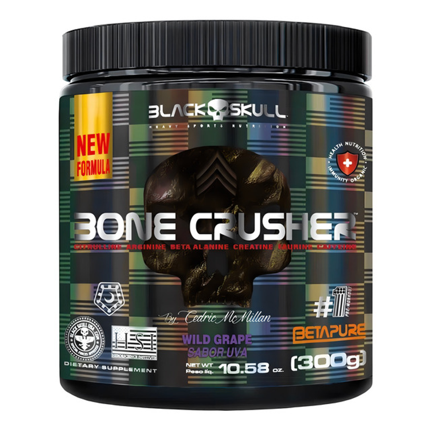 Suplemento Black Skull Eduardo Correa Bone Crusher Sabor Wild Grape (uva) De 300g