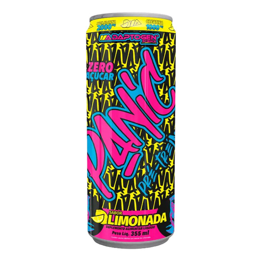 Panic Pré-treino Drink Lata Zero 355ml 6 Unidades Adaptogen Sabor Limonada