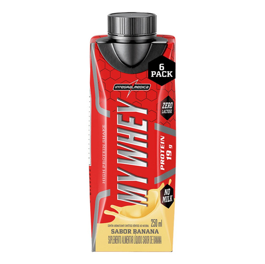 My Whey Rtd 6 Unidades 250ml - Sabor Banana - 25g Proteína + Bcaa - Pronto Para Beber - Energia E Recuperação - Integralmedica