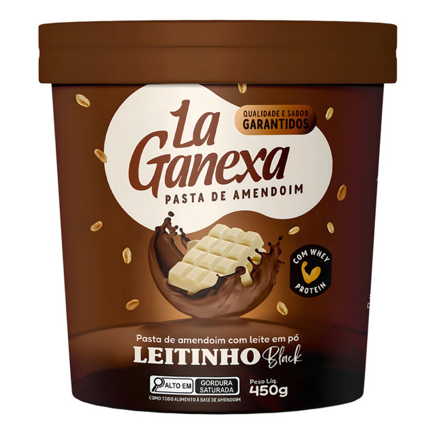 Pasta De Amendoim La Ganexa Com Whey Protein Zero Açúcar Pote 450g Sabor Leitinho Black