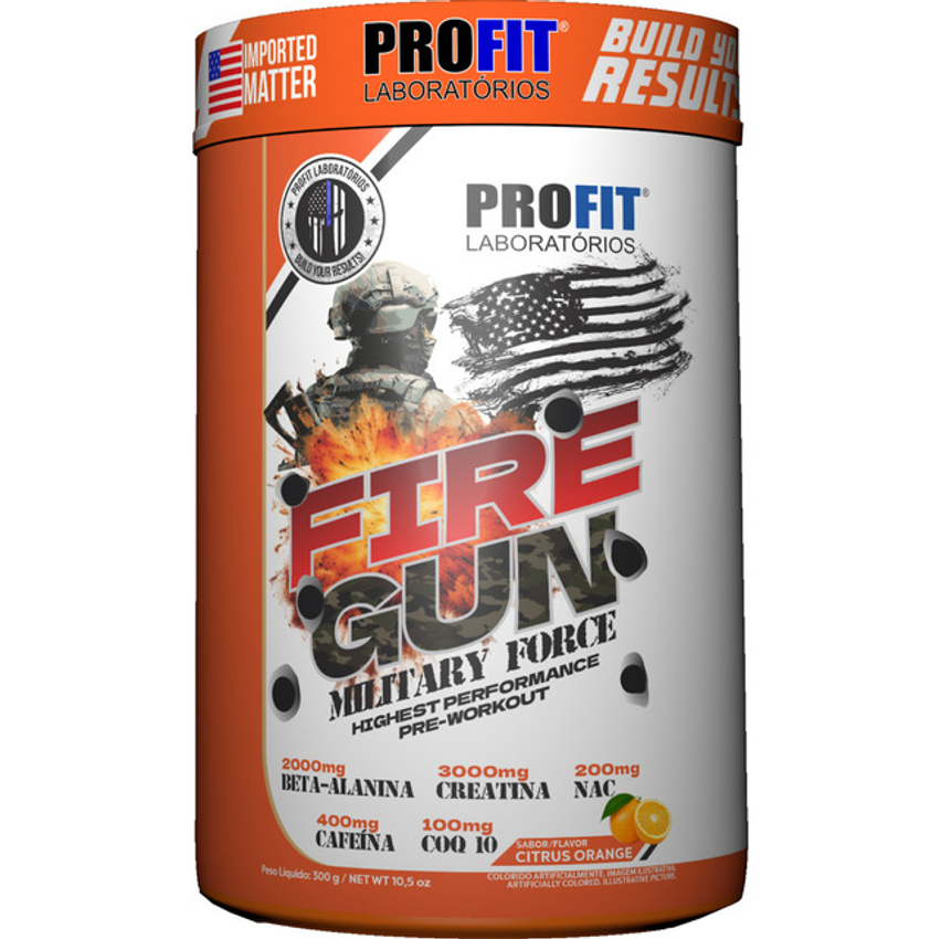 Pré Treino Fire Gun 300g Military Force - Profitlabs Citrus Orange
