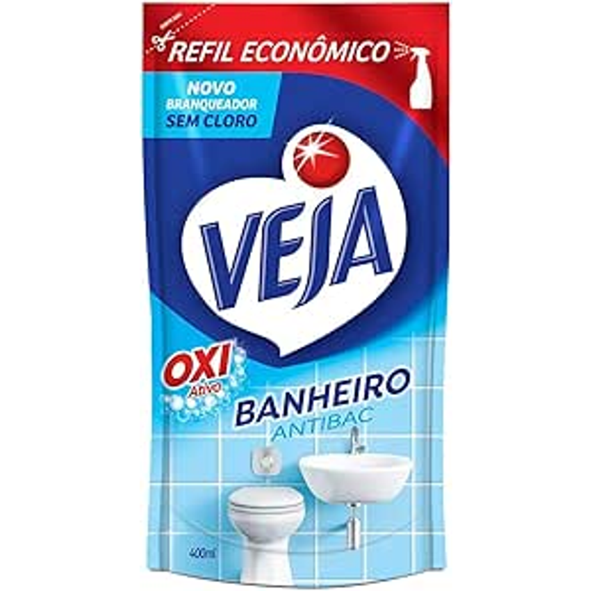 Limpador Anti Bac Veja Banheiro Oxi 400ml Refil Econômico, Veja, Transparente