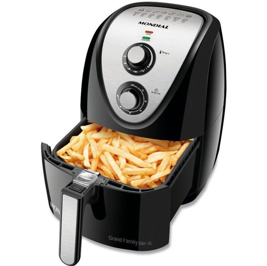 Fritadeira Sem Óleo Air Fryer 5l Mondial Preto/inox 1900w Afn-50-bi