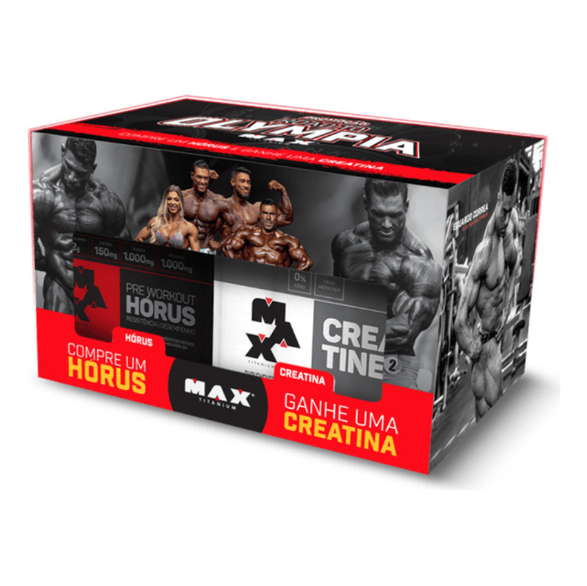 Promopack Brandão X Flex Hórus 300g Creatina 100g Max Titanium Sabor Frutas Vermelhas