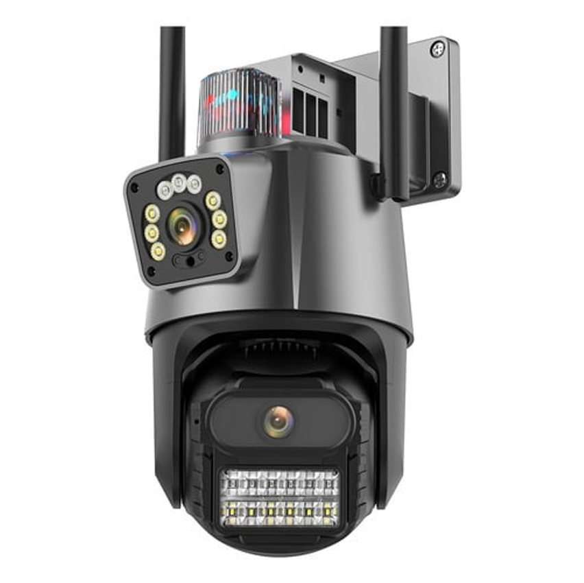 Camera Segurança Externa Lente Dupla 4k 6mp Sirene Policial Techstore P11
