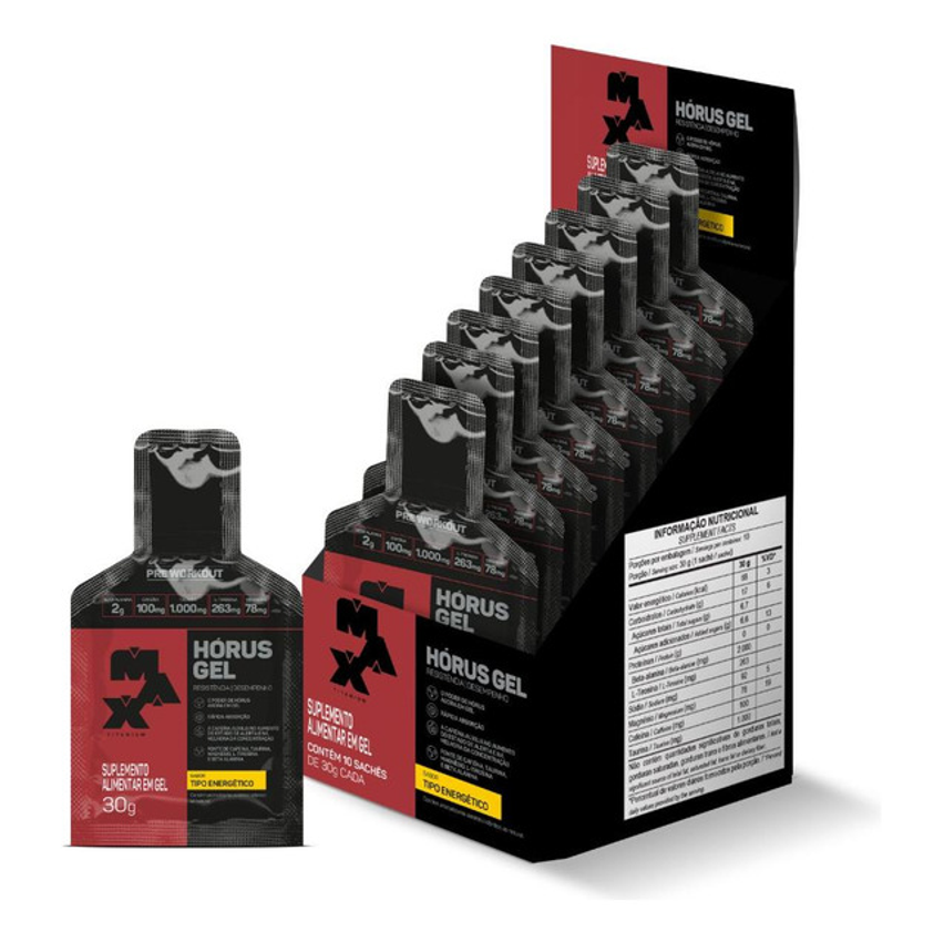 Pré Treino Horus Gel -com 10 Sachês De 30g Max Titanium