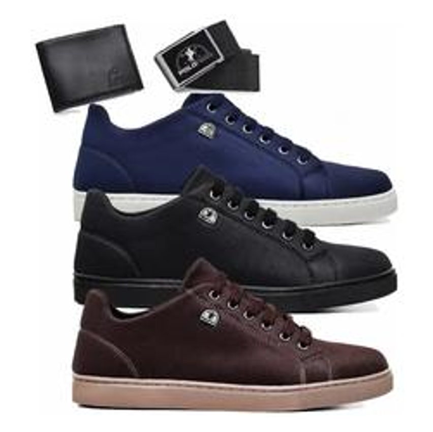 Kit 3 Pares Sapatenis Polo Fran Sapato Masculino Com Brindes