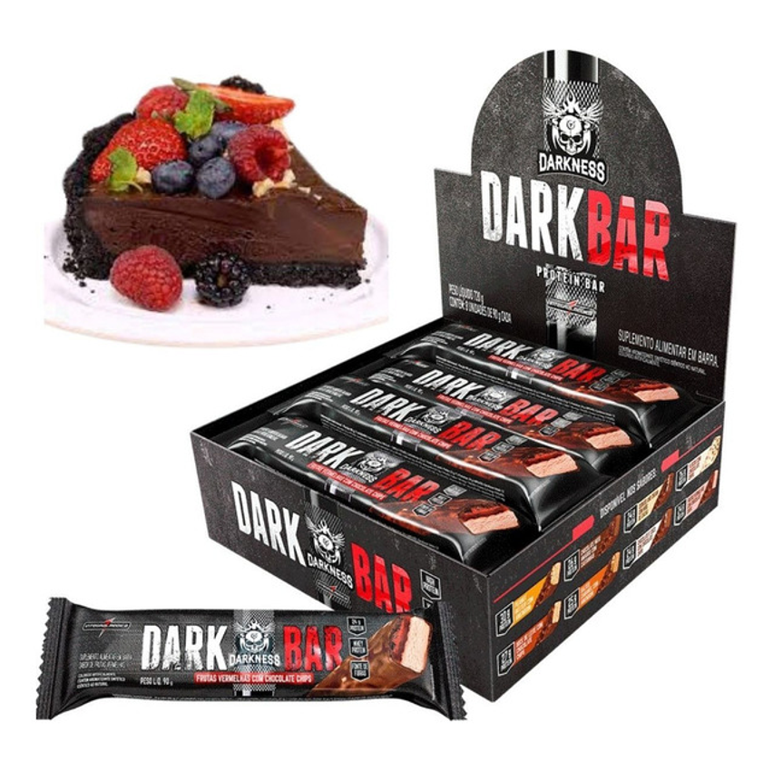 Dark Bar Barra Darkness Novas Integral Médica Proteína Sabor Frutas Vermelhas Com Choc Chips