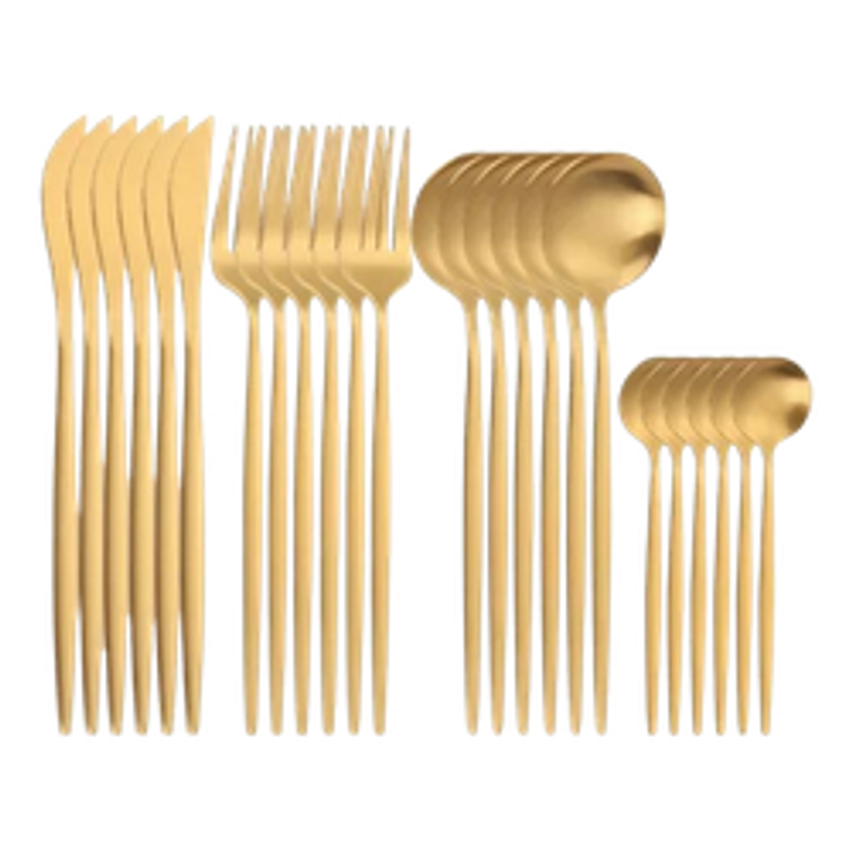 Top Kit De Talheres De Aço Luxo Inoxidável 24 Pcs Faqueiros