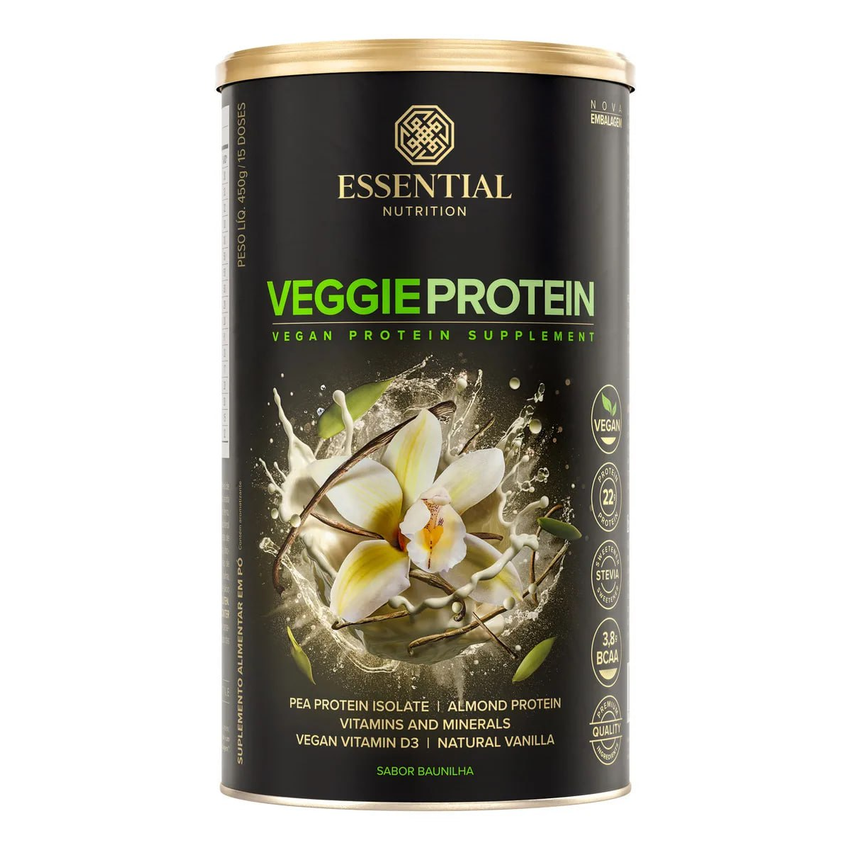 Proteína Veggie Vanilla Essential Nutrition 450g - Ervilha E Amêndoa
