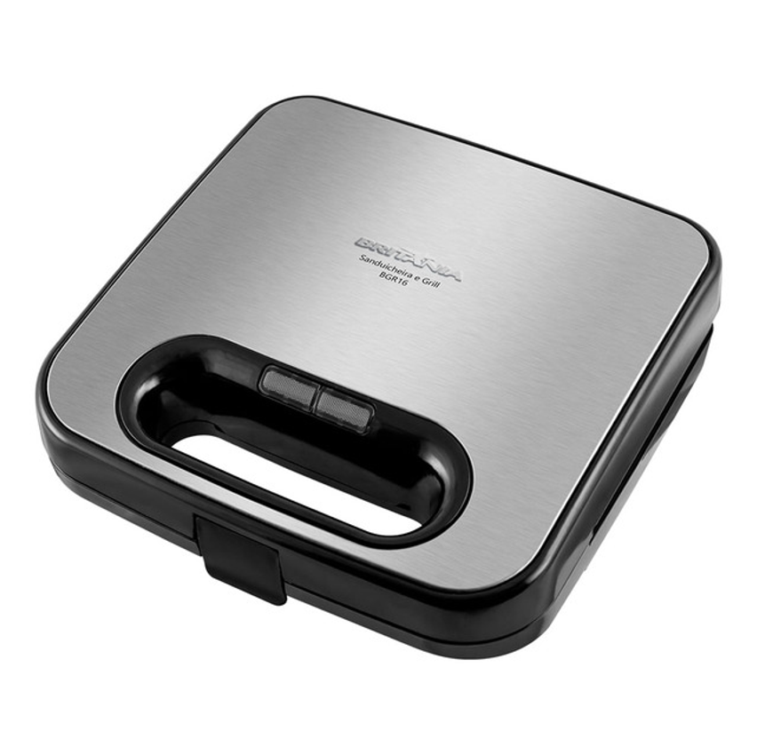 Sanduicheira E Grill Britânia Bgr16 2 Em 1 Redstone 750w Cor Preto Com Prata