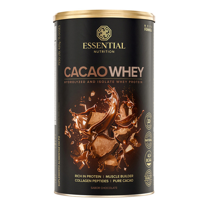 Suplemento Em Pó Essential Nutrition Cacao Whey Sabor Chocolate Em Lata De 420g