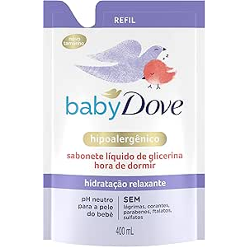 Dove Baby Sabonete Líquido de Glicerina Hidratação Relaxante Hora de Dormir 400ml Refil