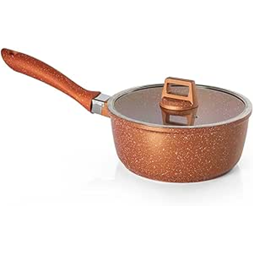 Panela Caçarola Antiaderente com Tampa em Vidro 18cm Graniflon Laranja Moda do Chef