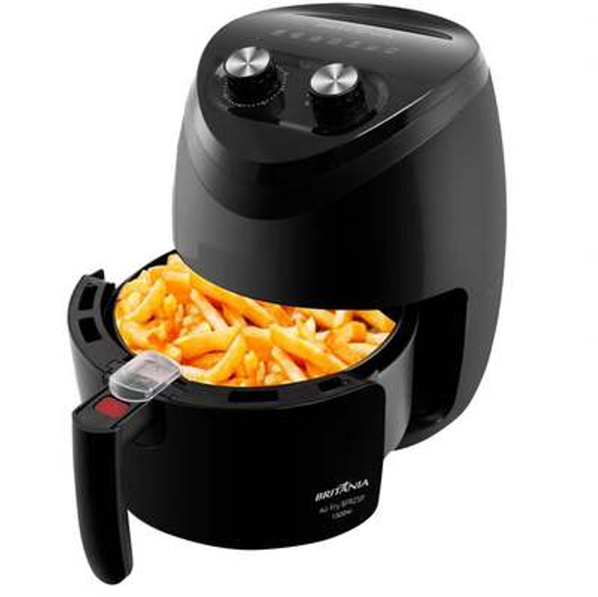 Fritadeira Elétrica Air Fryer Britânia 1500W Sem Óleo BFR25P 3,5L - Preta - 220V