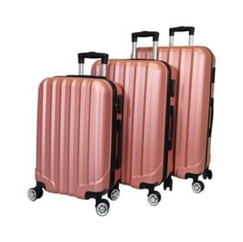Conjunto Malas ABS 3 Peças P/M/G Rodas 360º Com Cadeado PriziRosé - XH-A122