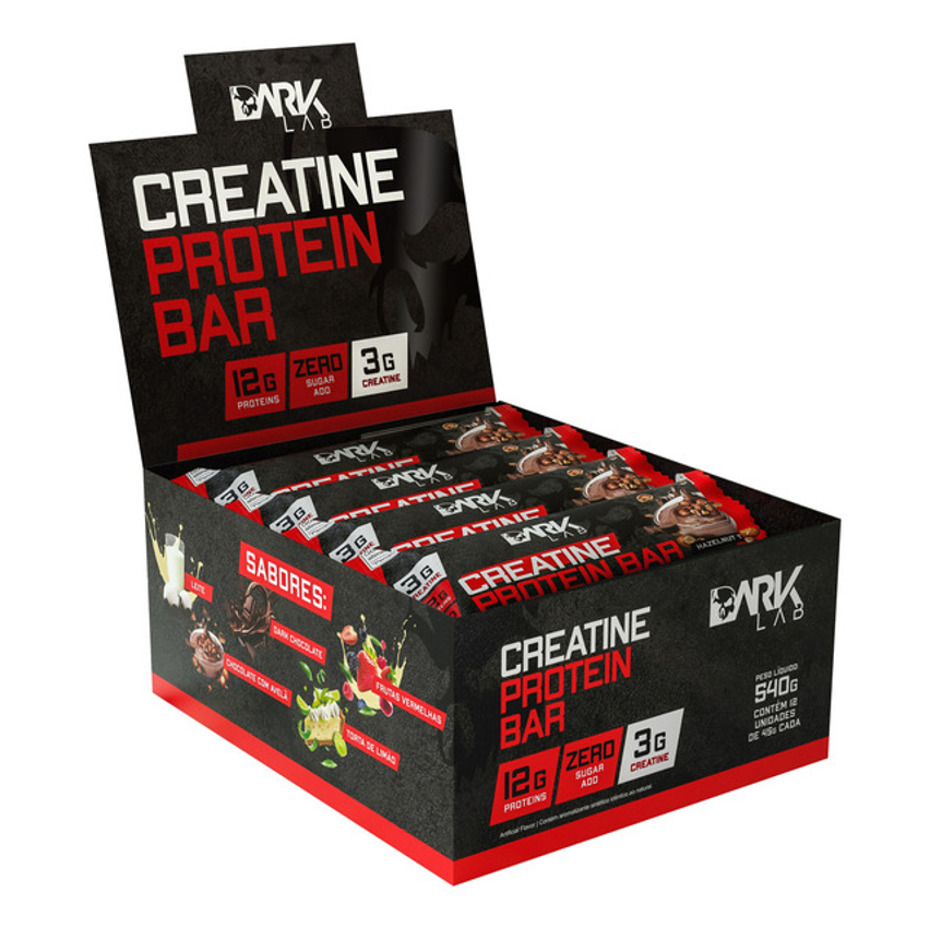 Creatine Protein Bar 12 Un 45g Dark Lab Sabor Trufa De Avelã