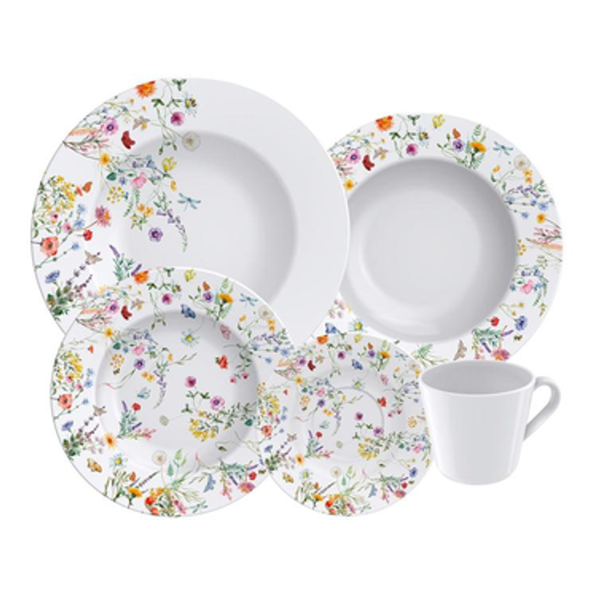 Aparelho de Jantar e Chá 20 Peças Tramontina de Porcelana Branco Redondo Ana Cecília