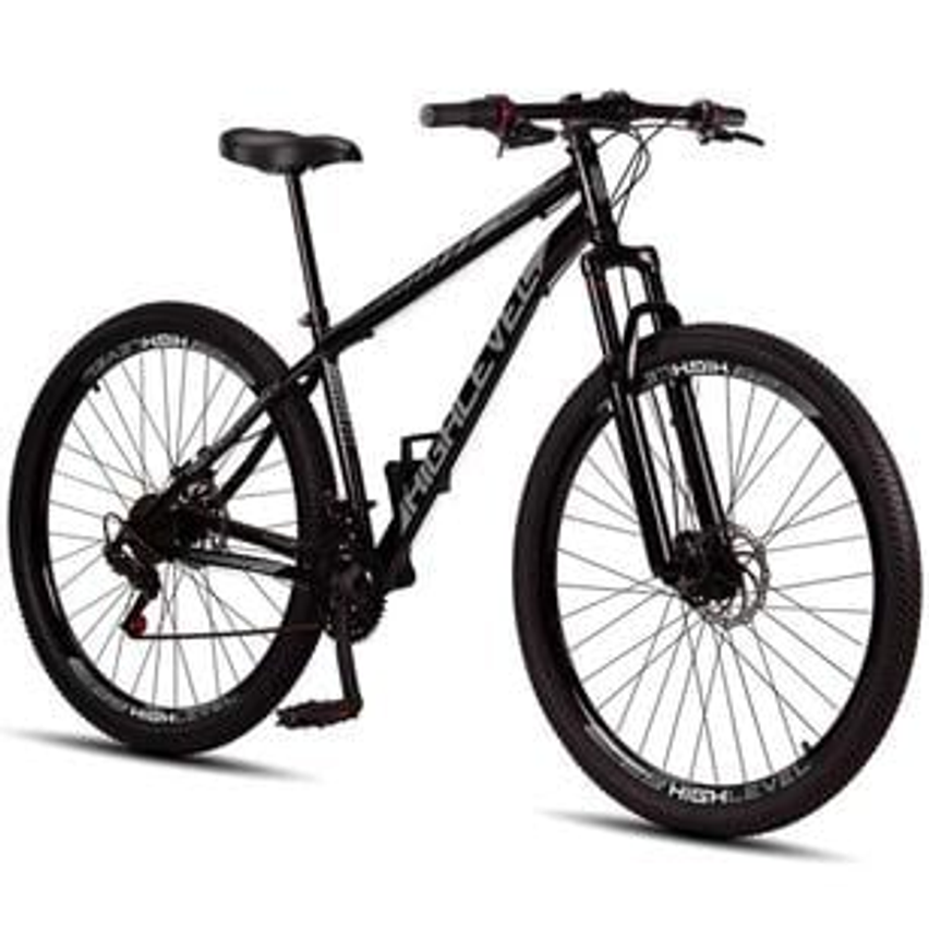 Bicicleta Aro 29 Aço Carbono Highlevel Freios a Disco Suspensão 21 marchas - Highlevel Bikes