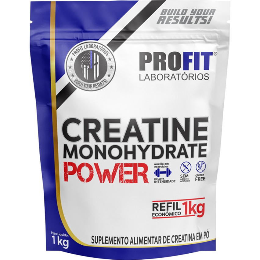 Creatina Monohydrate Power Em Pó Refil 1000g Profit Sem Sabor