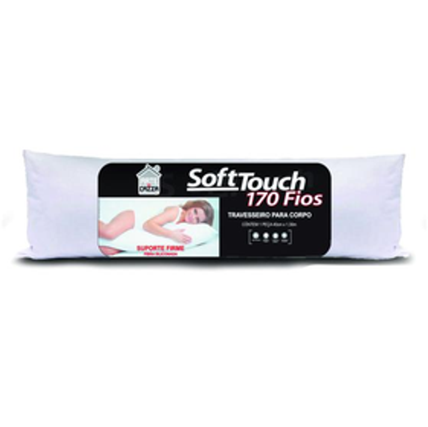 Travesseiro De Corpo 40cm X 1,30m Soft Touch Branco - Arte & Cazza